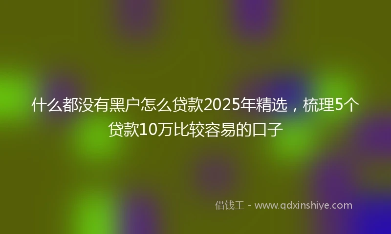 什么都没有黑户怎么贷款2025年精选，梳理5个贷款10万比较容易的口子