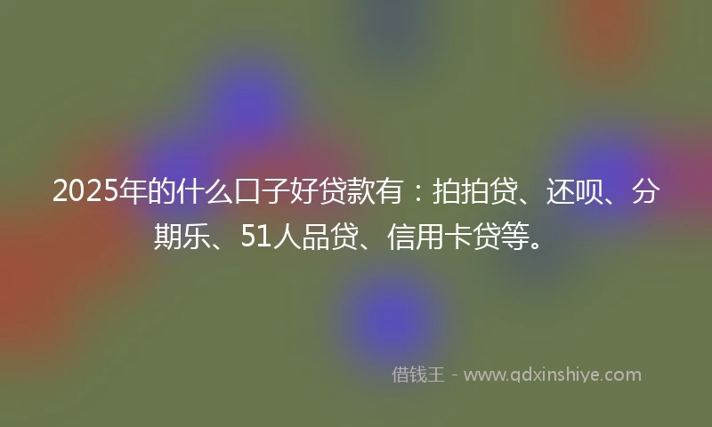 2025年的什么口子好贷款有：拍拍贷、还呗、分期乐、51人品贷、信用卡贷等。
