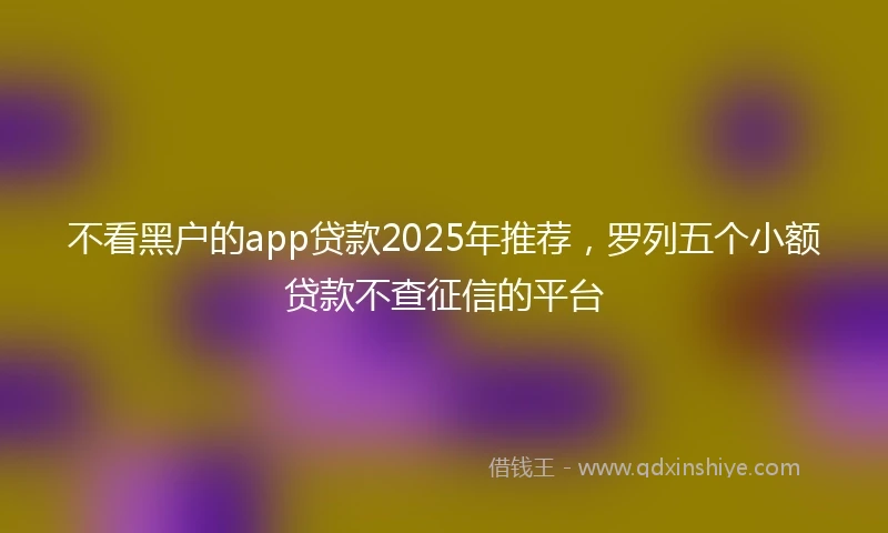 不看黑户的app贷款2025年推荐，罗列五个小额贷款不查征信的平台