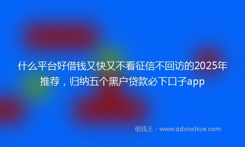 什么平台好借钱又快又不看征信不回访的2025年推荐，归纳五个黑户贷款必下口子app