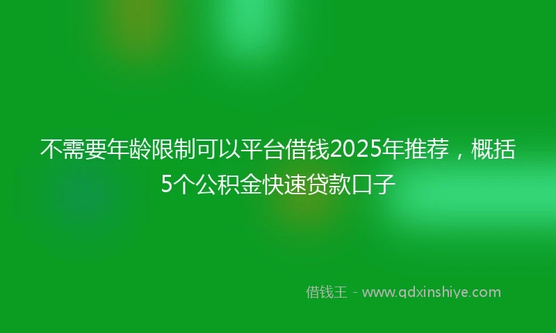 不需要年龄限制可以平台借钱2025年推荐，概括5个公积金快速贷款口子