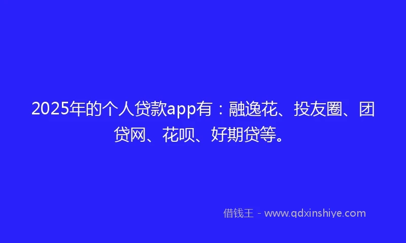 2025年的个人贷款app有：融逸花、投友圈、团贷网、花呗、好期贷等。