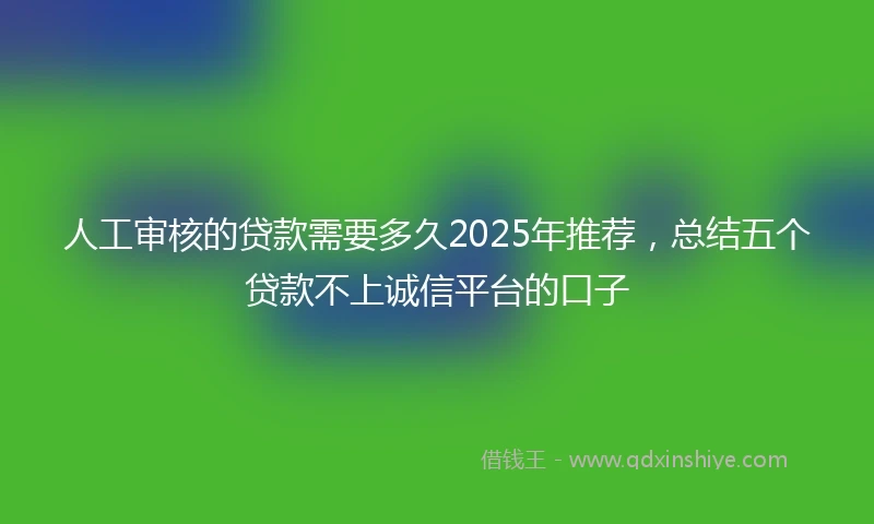 人工审核的贷款需要多久2025年推荐，总结五个贷款不上诚信平台的口子