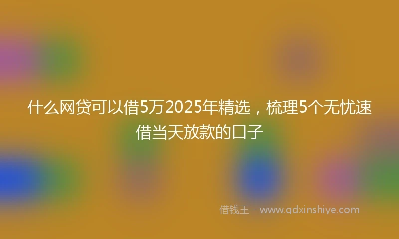 什么网贷可以借5万2025年精选，梳理5个无忧速借当天放款的口子
