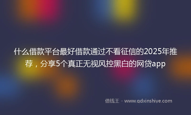 什么借款平台最好借款通过不看征信的2025年推荐，分享5个真正无视风控黑白的网贷app