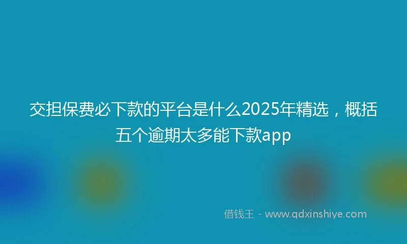 交担保费必下款的平台是什么2025年精选，概括五个逾期太多能下款app