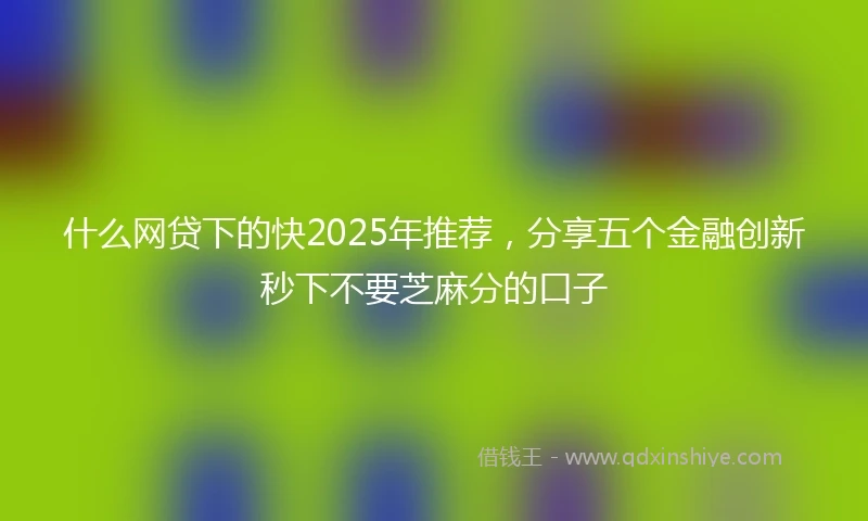 什么网贷下的快2025年推荐，分享五个金融创新秒下不要芝麻分的口子