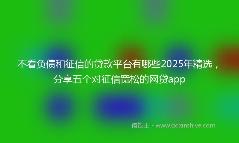 不看负债和征信的贷款平台有哪些2025年精选，分享五个对征信宽松的网贷app