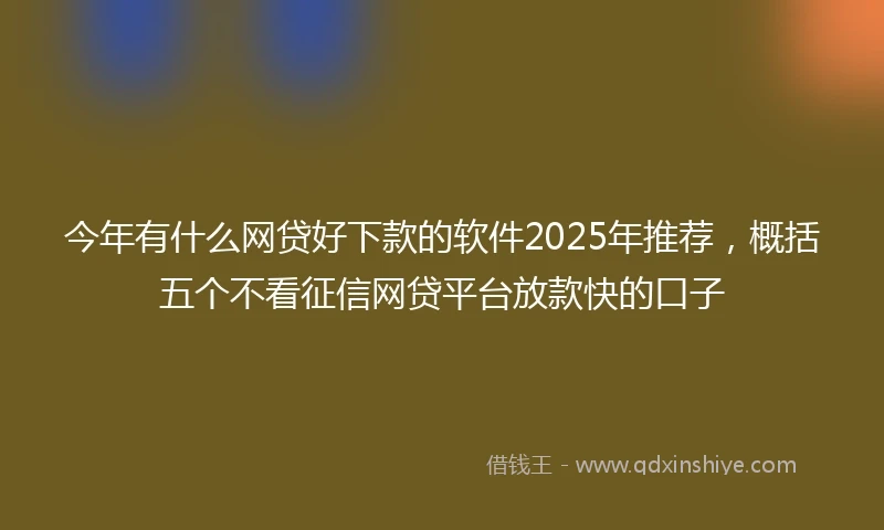 今年有什么网贷好下款的软件2025年推荐，概括五个不看征信网贷平台放款快的口子