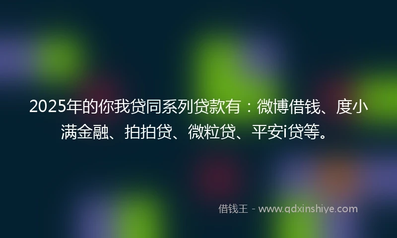 2025年的你我贷同系列贷款有：微博借钱、度小满金融、拍拍贷、微粒贷、平安i贷等。