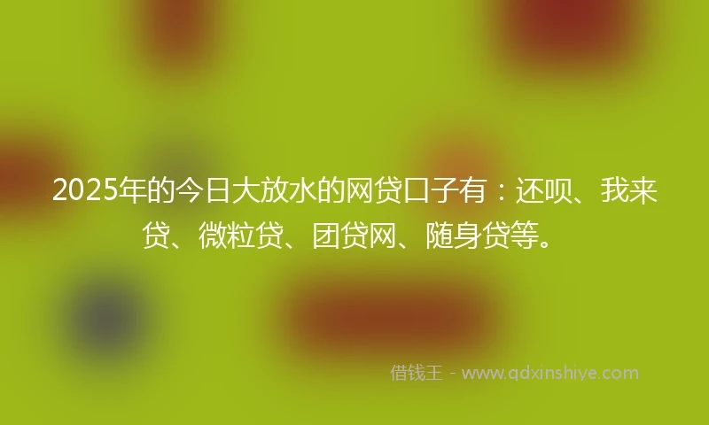 2025年的今日大放水的网贷口子有：还呗、我来贷、微粒贷、团贷网、随身贷等。