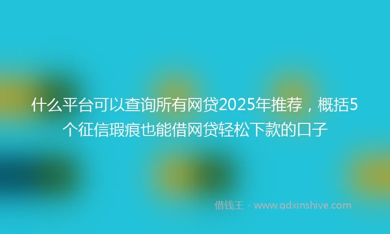 什么平台可以查询所有网贷2025年推荐，概括5个征信瑕疵也能借网贷轻松下款的口子