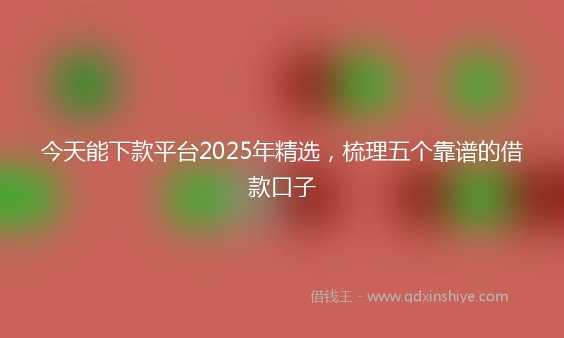 今天能下款平台2025年精选，梳理五个靠谱的借款口子
