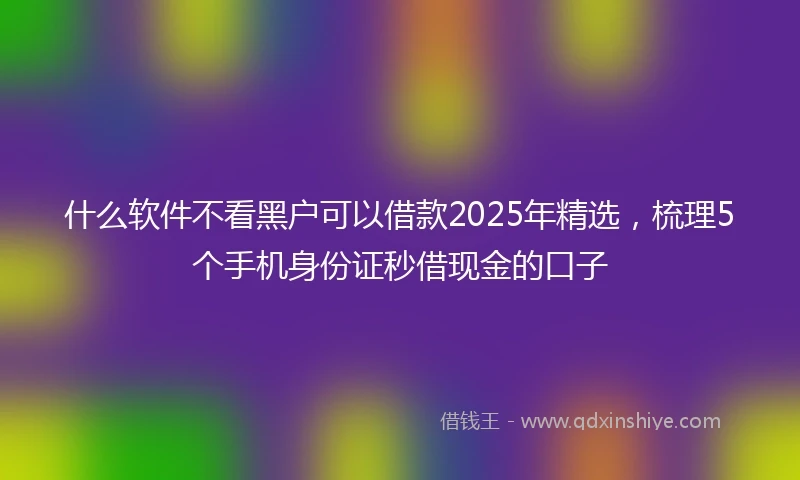 什么软件不看黑户可以借款2025年精选，梳理5个手机身份证秒借现金的口子