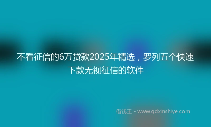 不看征信的6万贷款2025年精选,罗列五个快速下款无视征信的软件