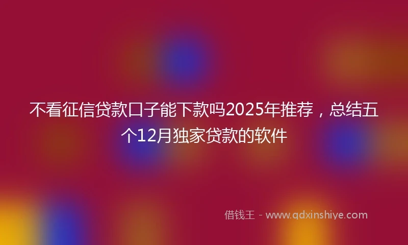 不看征信贷款口子能下款吗2025年推荐，总结五个12月独家贷款的软件