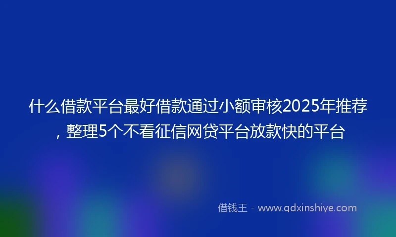 什么借款平台最好借款通过小额审核2025年推荐，整理5个不看征信网贷平台放款快的平台