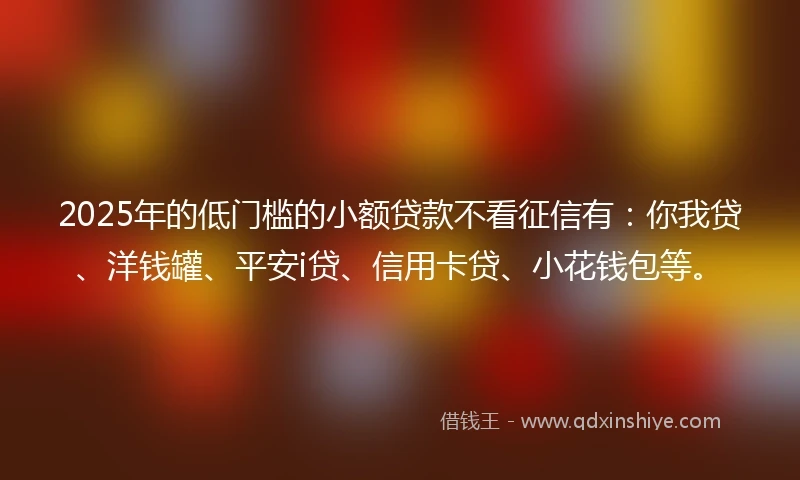 2025年的低门槛的小额贷款不看征信有：你我贷、洋钱罐、平安i贷、信用卡贷、小花钱包等。