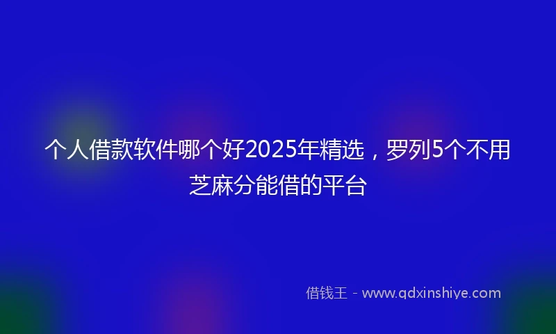个人借款软件哪个好2025年精选，罗列5个不用芝麻分能借的平台