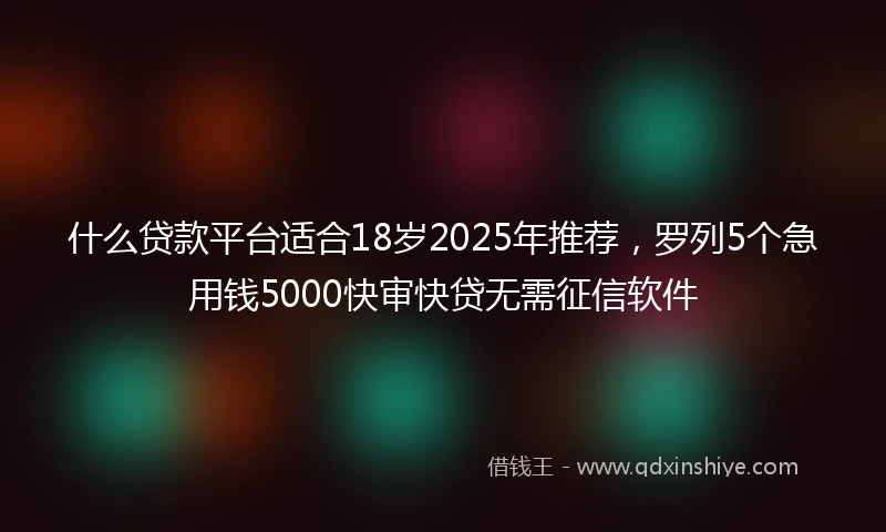 什么贷款平台适合18岁2025年推荐，罗列5个急用钱5000快审快贷无需征信软件