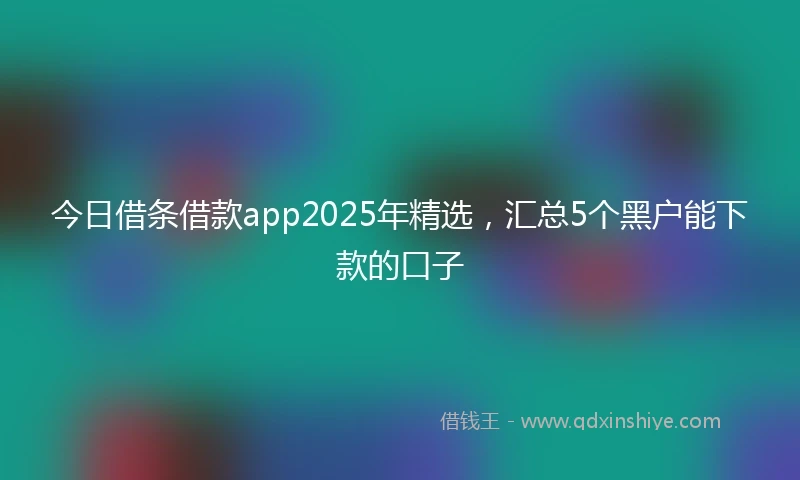 今日借条借款app2025年精选，汇总5个黑户能下款的口子