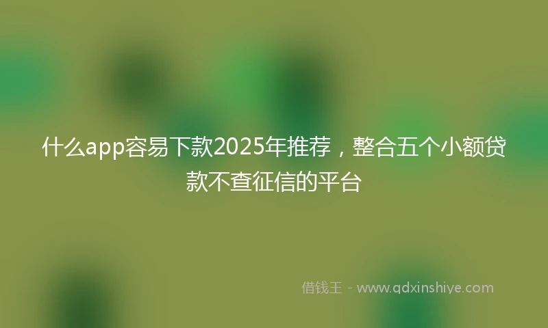 什么app容易下款2025年推荐，整合五个小额贷款不查征信的平台
