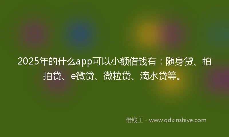 2025年的什么app可以小额借钱有：随身贷、拍拍贷、e微贷、微粒贷、滴水贷等。