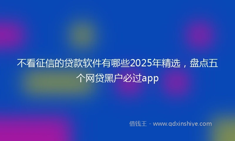 不看征信的贷款软件有哪些2025年精选，盘点五个网贷黑户必过app