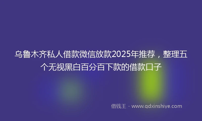 乌鲁木齐私人借款微信放款2025年推荐，整理五个无视黑白百分百下款的借款口子