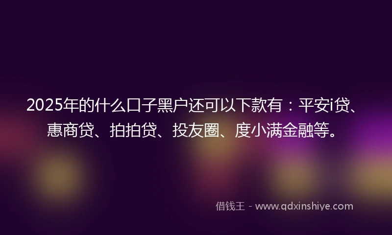 2025年的什么口子黑户还可以下款有：平安i贷、惠商贷、拍拍贷、投友圈、度小满金融等。