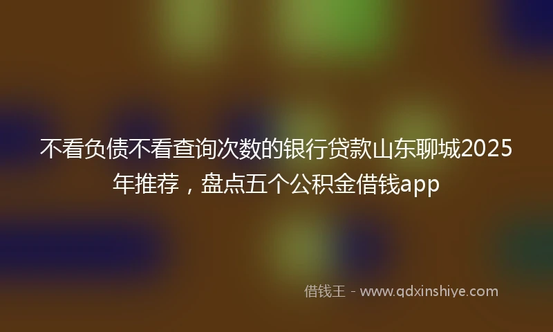 不看负债不看查询次数的银行贷款山东聊城2025年推荐，盘点五个公积金借钱app