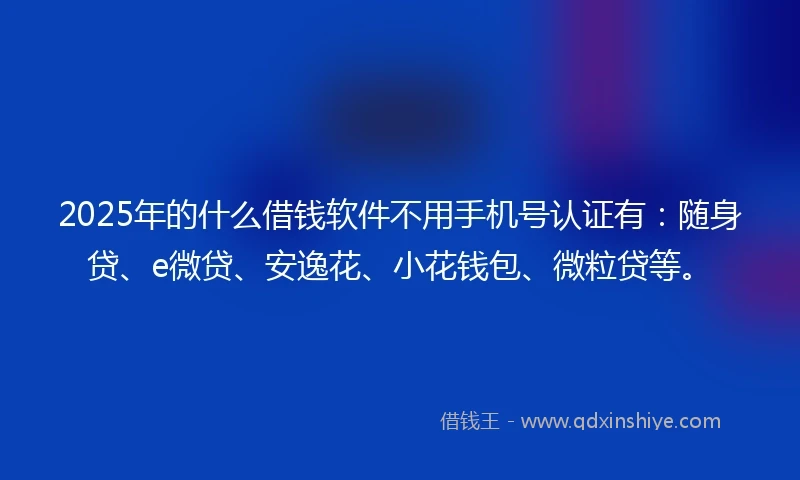 2025年的什么借钱软件不用手机号认证有：随身贷、e微贷、安逸花、小花钱包、微粒贷等。