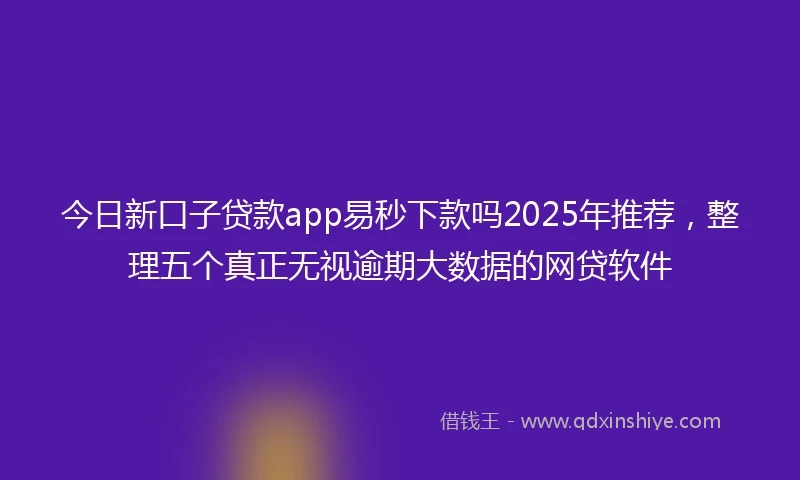 今日新口子贷款app易秒下款吗2025年推荐，整理五个真正无视逾期大数据的网贷软件