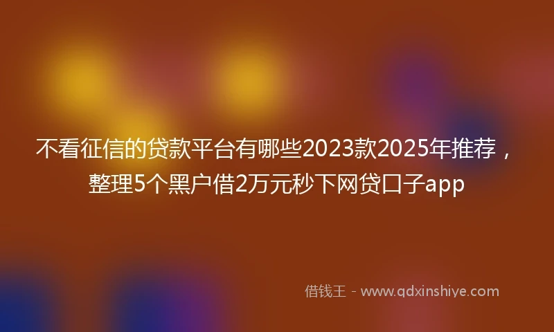 不看征信的贷款平台有哪些2023款2025年推荐，整理5个黑户借2万元秒下网贷口子app