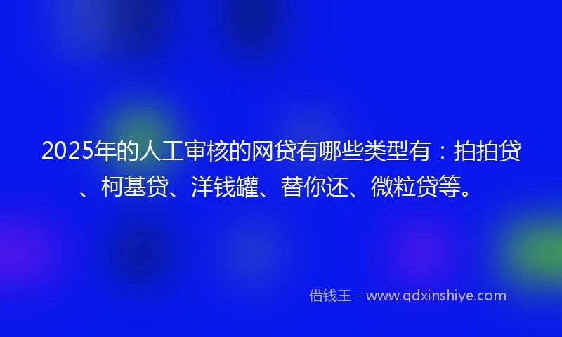 2025年的人工审核的网贷有哪些类型有:拍拍贷、柯基贷、洋钱罐、替你还、微粒贷等。