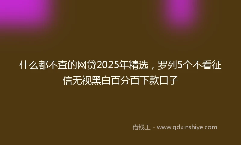 什么都不查的网贷2025年精选，罗列5个不看征信无视黑白百分百下款口子