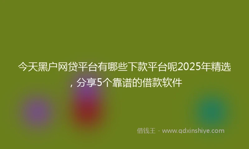 今天黑户网贷平台有哪些下款平台呢2025年精选，分享5个靠谱的借款软件