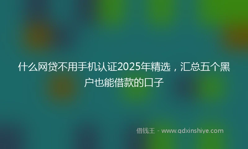 什么网贷不用手机认证2025年精选，汇总五个黑户也能借款的口子