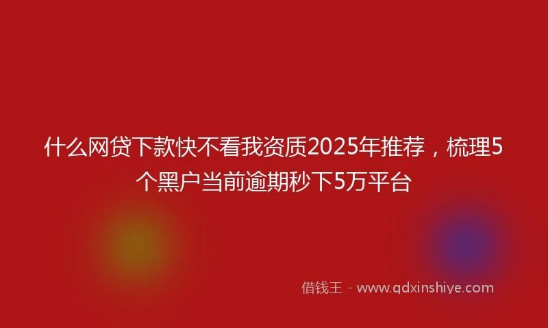什么网贷下款快不看我资质2025年推荐，梳理5个黑户当前逾期秒下5万平台