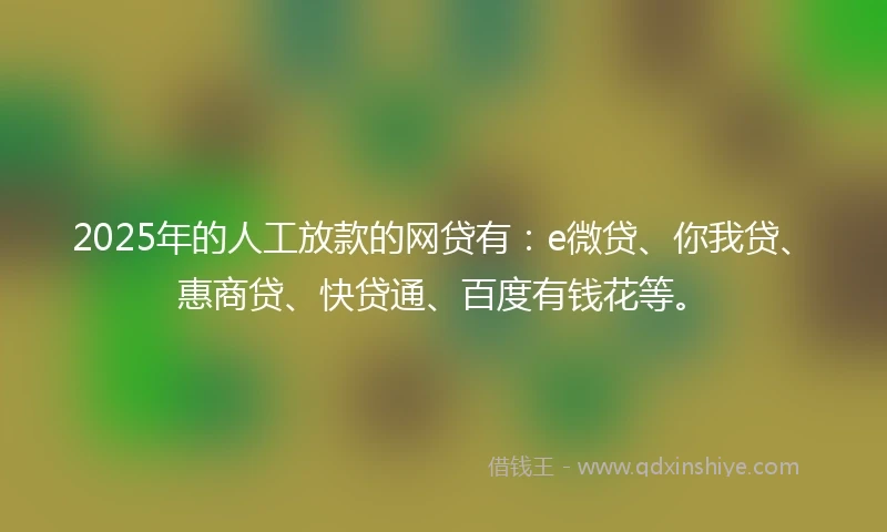 2025年的人工放款的网贷有：e微贷、你我贷、惠商贷、快贷通、百度有钱花等。