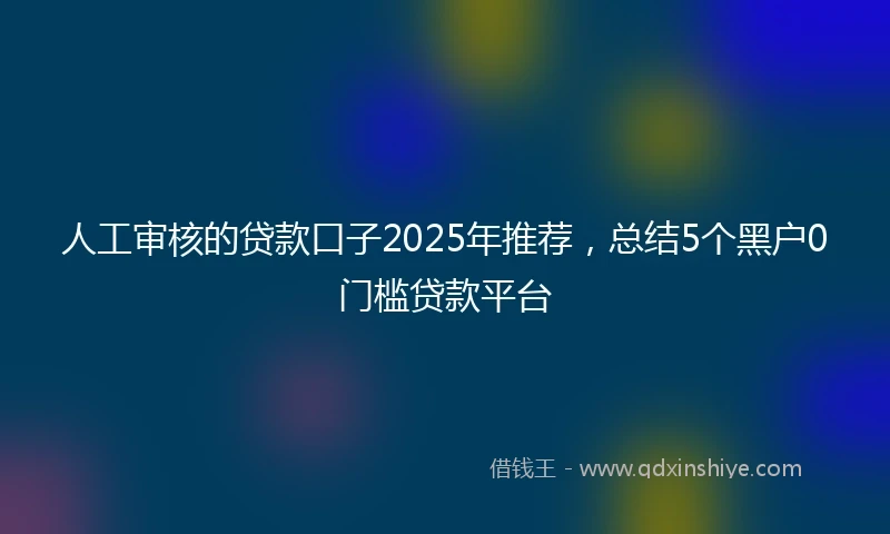 人工审核的贷款口子2025年推荐，总结5个黑户0门槛贷款平台