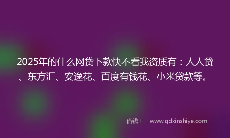 2025年的什么网贷下款快不看我资质有：人人贷、东方汇、安逸花、百度有钱花、小米贷款等。