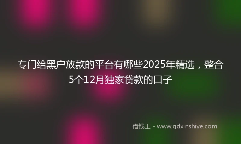 专门给黑户放款的平台有哪些2025年精选,整合5个12月独家贷款的口子