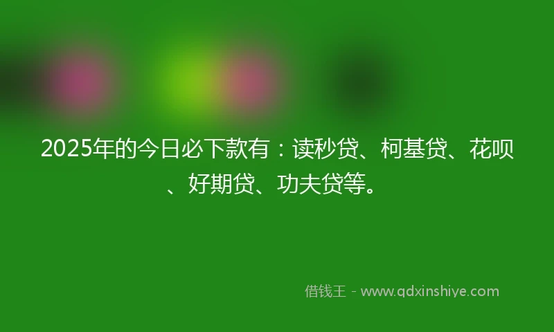 2025年的今日必下款有：读秒贷、柯基贷、花呗、好期贷、功夫贷等。