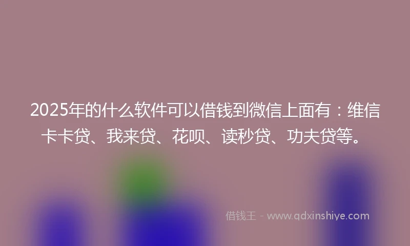 2025年的什么软件可以借钱到微信上面有：维信卡卡贷、我来贷、花呗、读秒贷、功夫贷等。