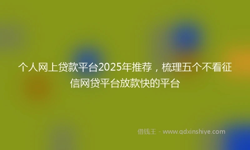 个人网上贷款平台2025年推荐，梳理五个不看征信网贷平台放款快的平台
