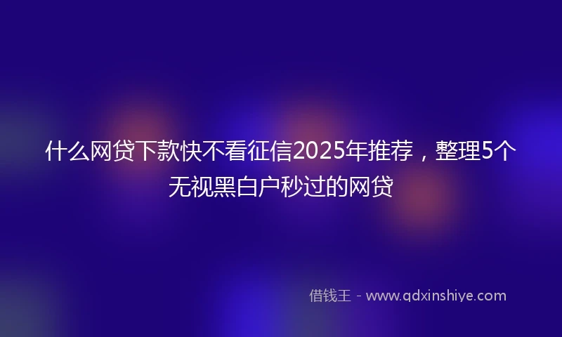 什么网贷下款快不看征信2025年推荐，整理5个无视黑白户秒过的网贷