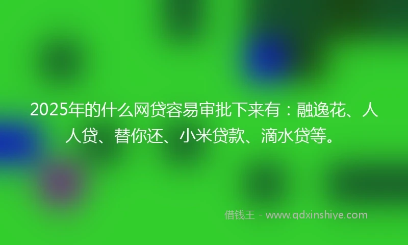 2025年的什么网贷容易审批下来有：融逸花、人人贷、替你还、小米贷款、滴水贷等。