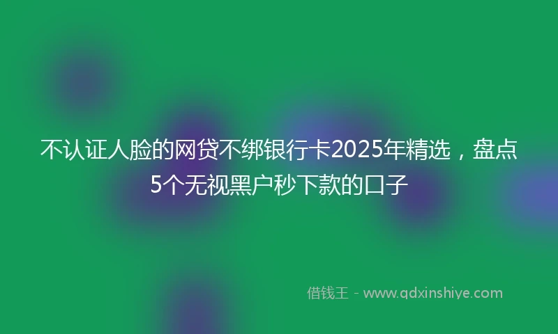 不认证人脸的网贷不绑银行卡2025年精选，盘点5个无视黑户秒下款的口子