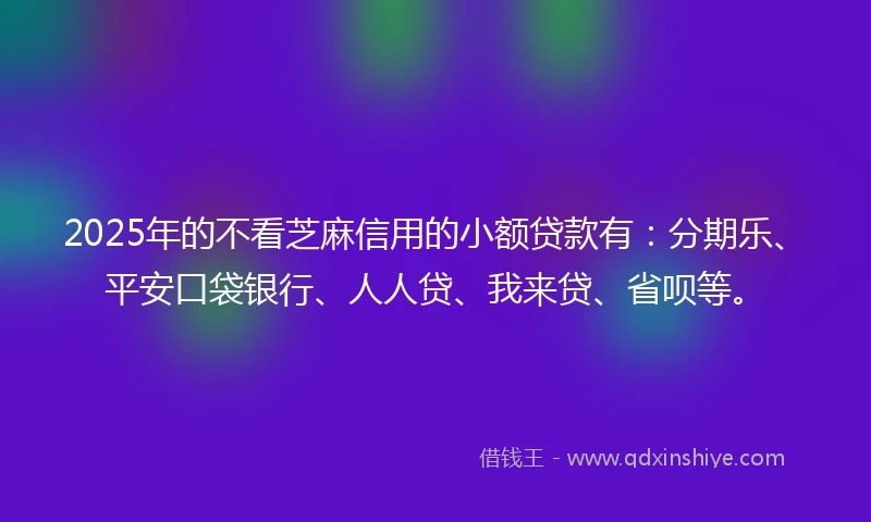2025年的不看芝麻信用的小额贷款有：分期乐、平安口袋银行、人人贷、我来贷、省呗等。